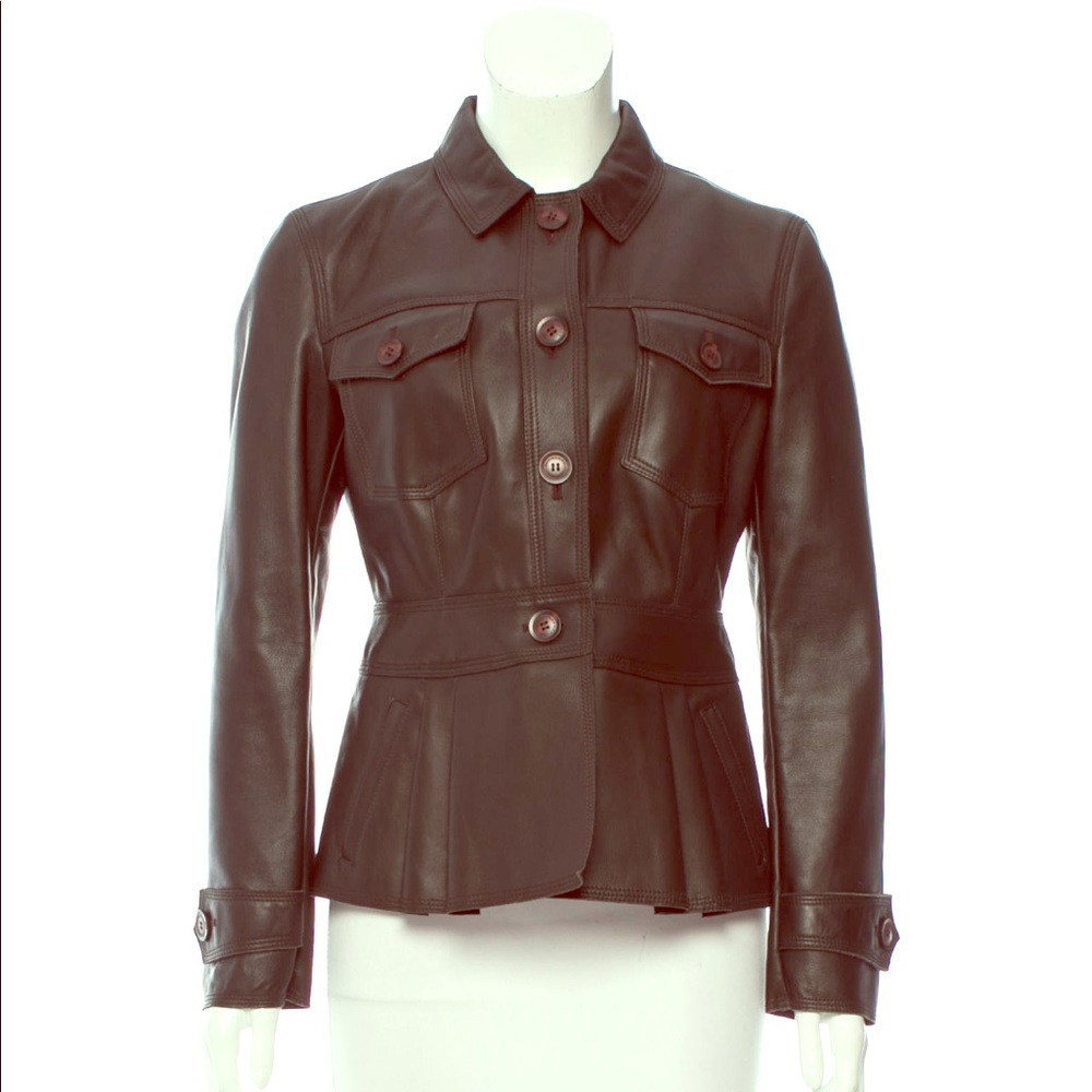 BURBERRY Leather Peplum Jacket NWT $2195